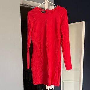 Bebe Vibrant pink Long Sleeve Dress